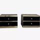 Pair of black lacquered and brass bedside tables, Roche Bobois 1970