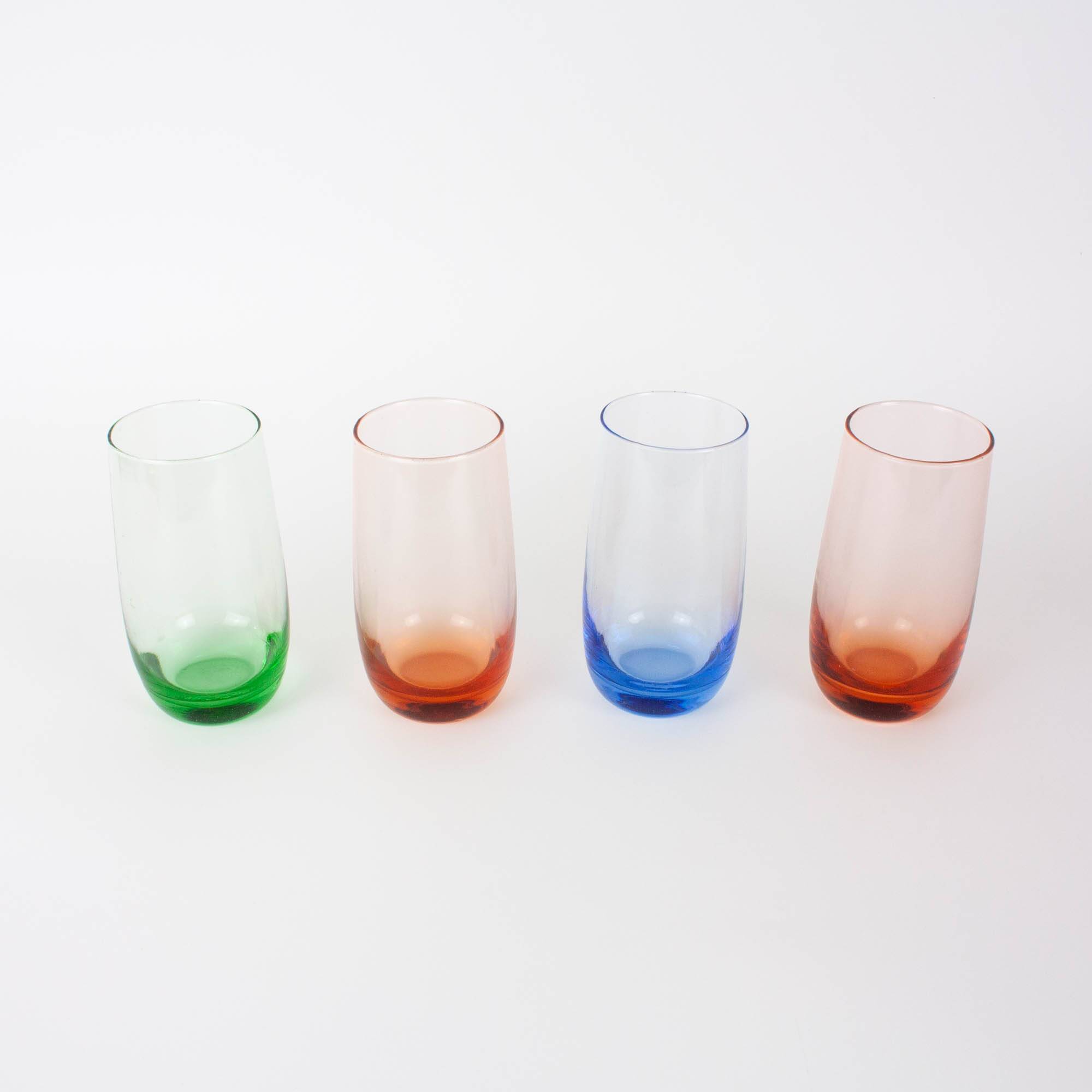 Set of 4 Italian Colorful Glasses, 1980s