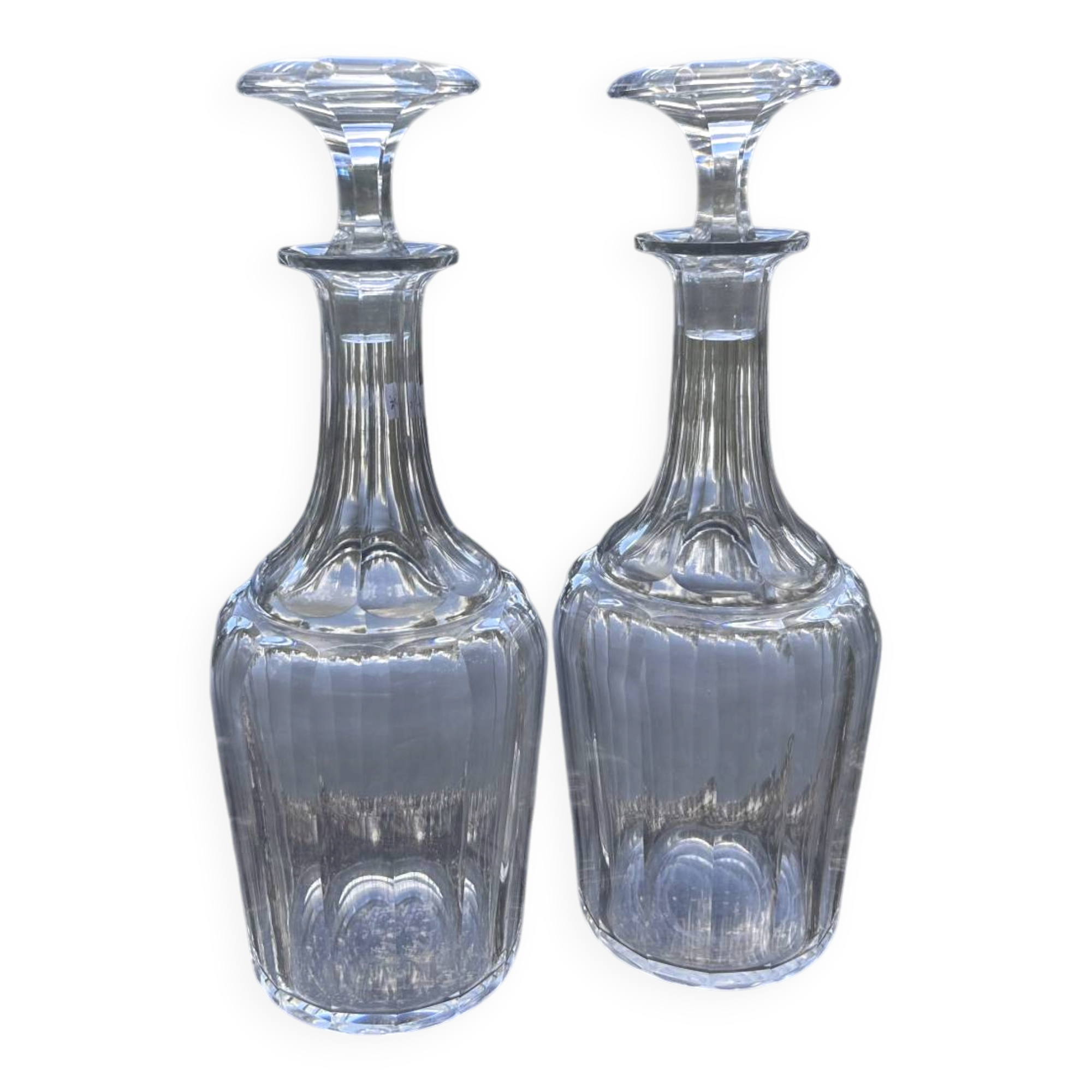 Pair of antique crystal carafes – in the style of Baccarat Harcourt – circa 1900