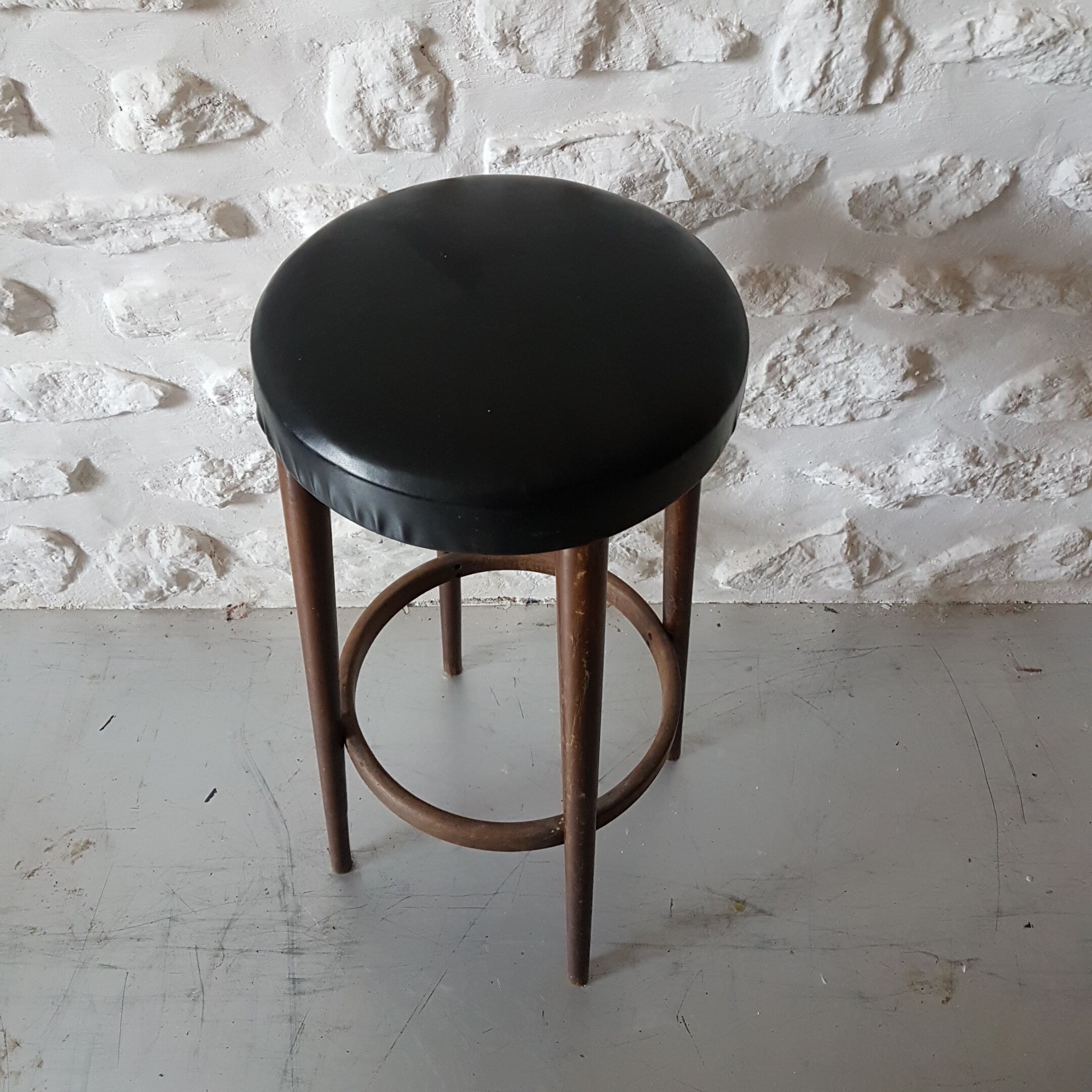 High wooden stool