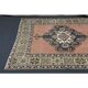 Vintage Turkish Oushak handmade wool cotton brown runner rug 143x347