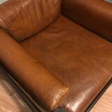 Fauteuil en cuir et palissandre Sergio Asti