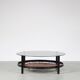 1950s dutch design coffee table with leather magazine rack
