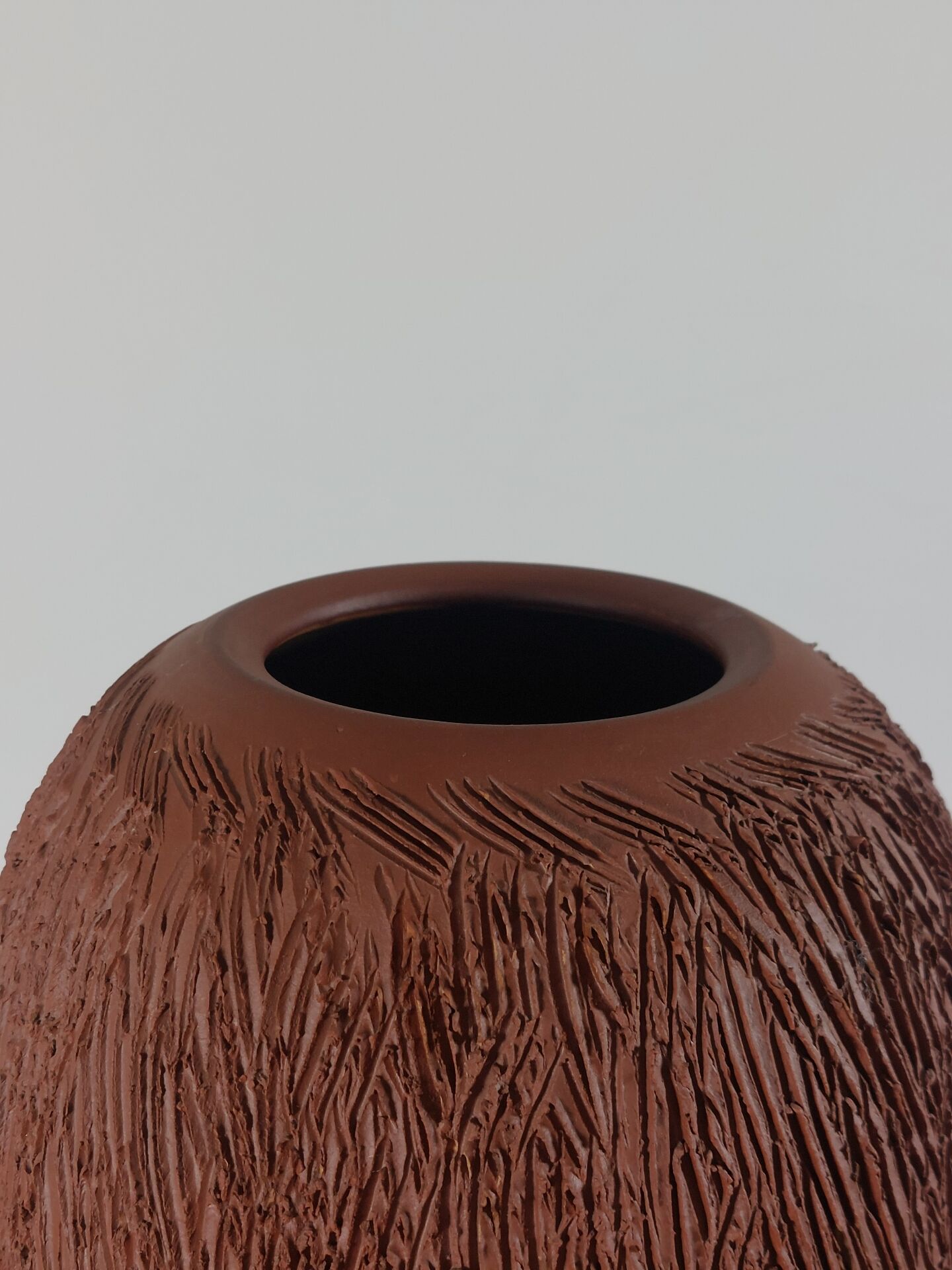 Vintage mid-century brutalist sgraffito ceramic vase