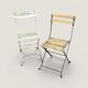 Bistro tables and folding chairs with a patina from the original 1930s.