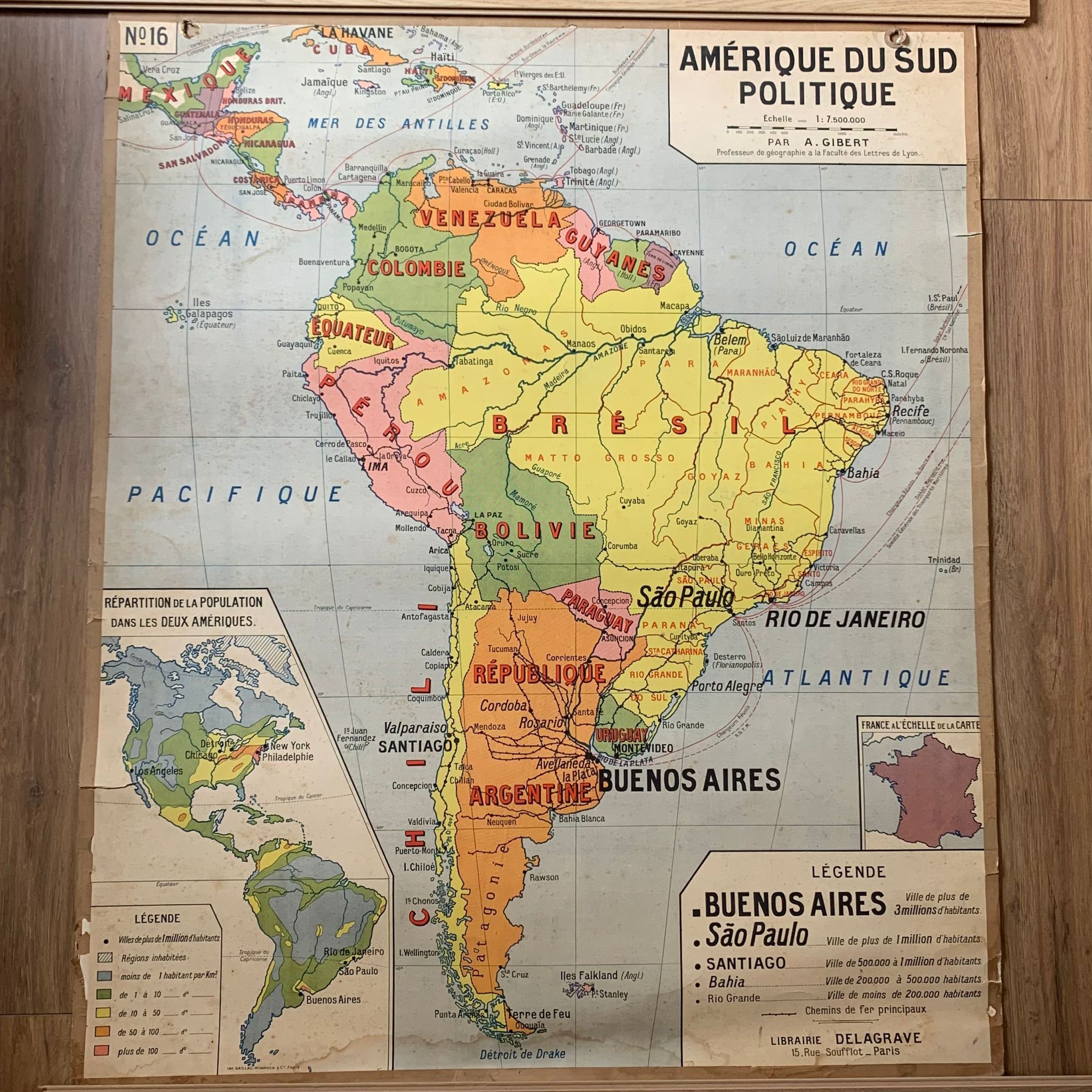 School map n°16 and 16 bis - Political South America
