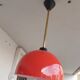 Vintage hanging lamp in red opaline of the 50/60