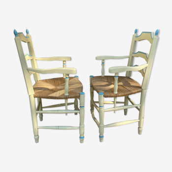 Pair of mulched armchairs Provence