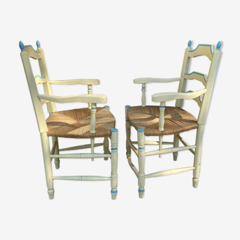 Paire de fauteuils paillés Provence