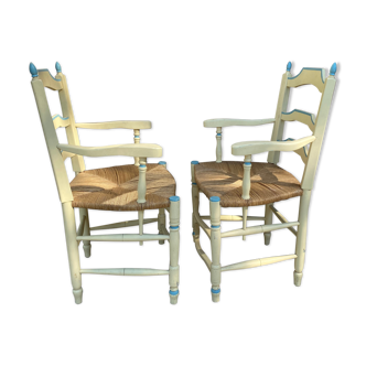 Pair of mulched armchairs Provence