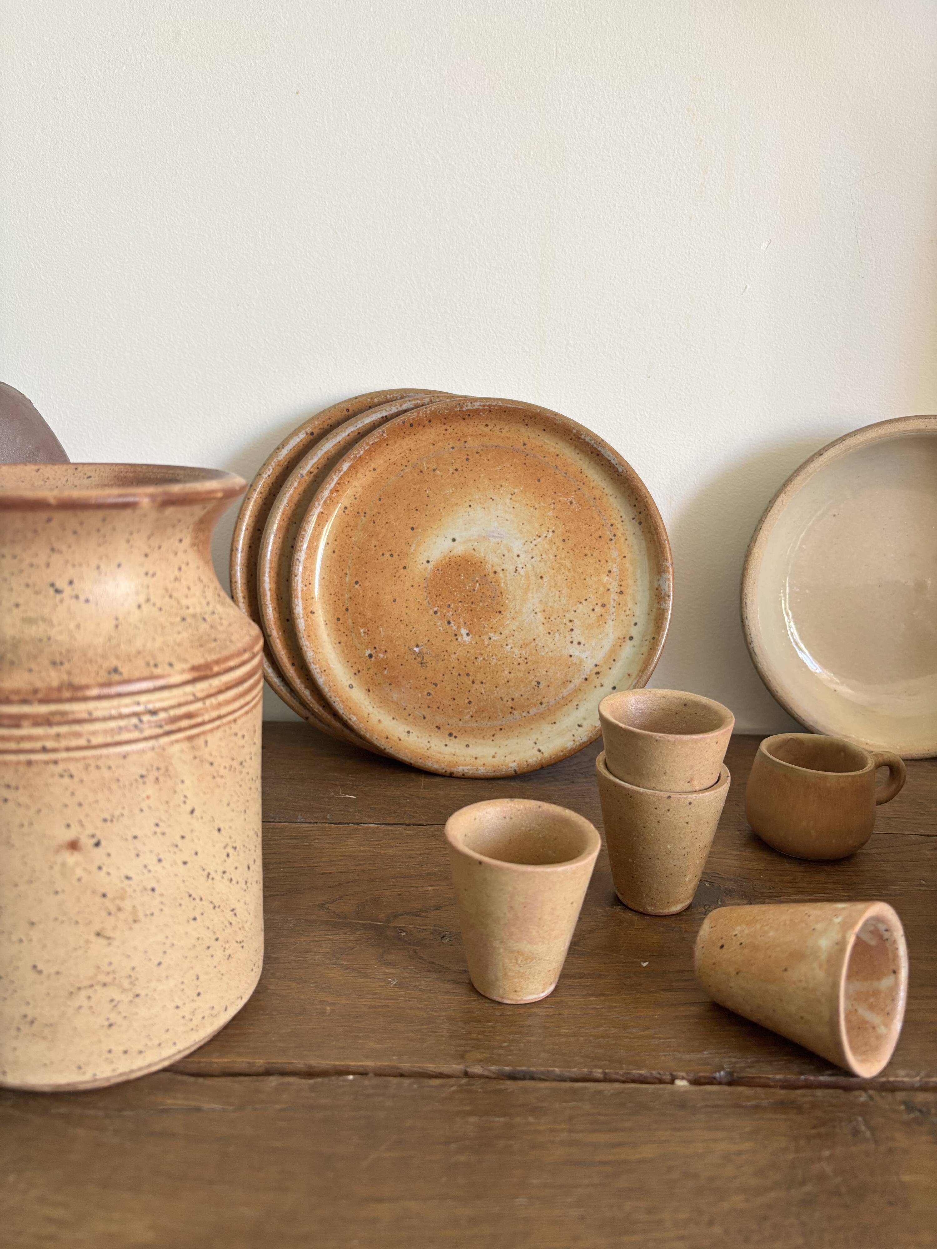 Vintage french stoneware ceramics set – mineral earth