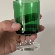 4 Luminarc France stemmed glasses, 1970s, two-tone green