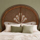 Large vintage headboard in woven rattan fan / Peacock 180cm