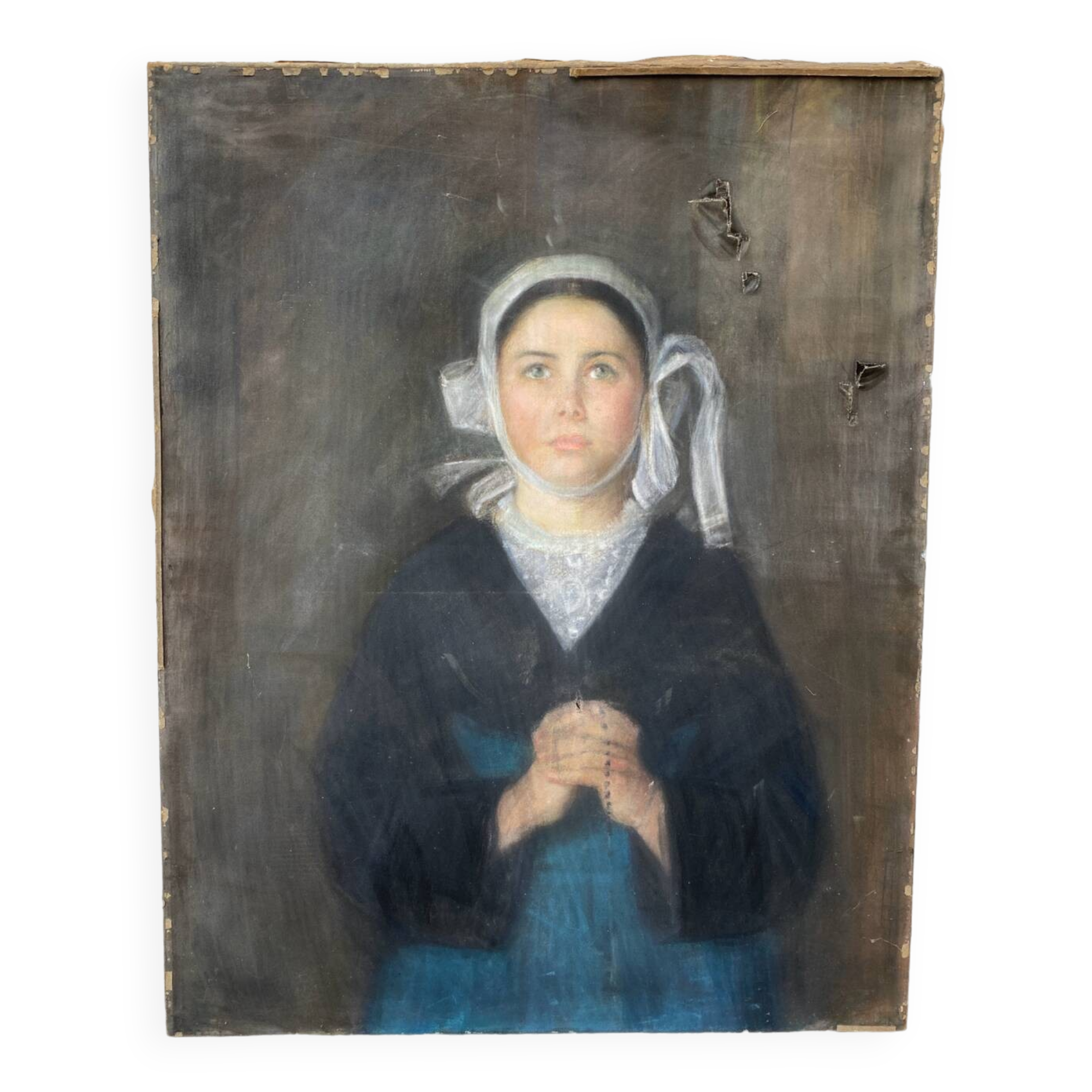Painting young girl praying