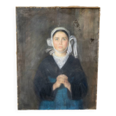 Painting young girl praying