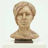 Studio Made Sculpted Woman Buste Portrait Head 1970s