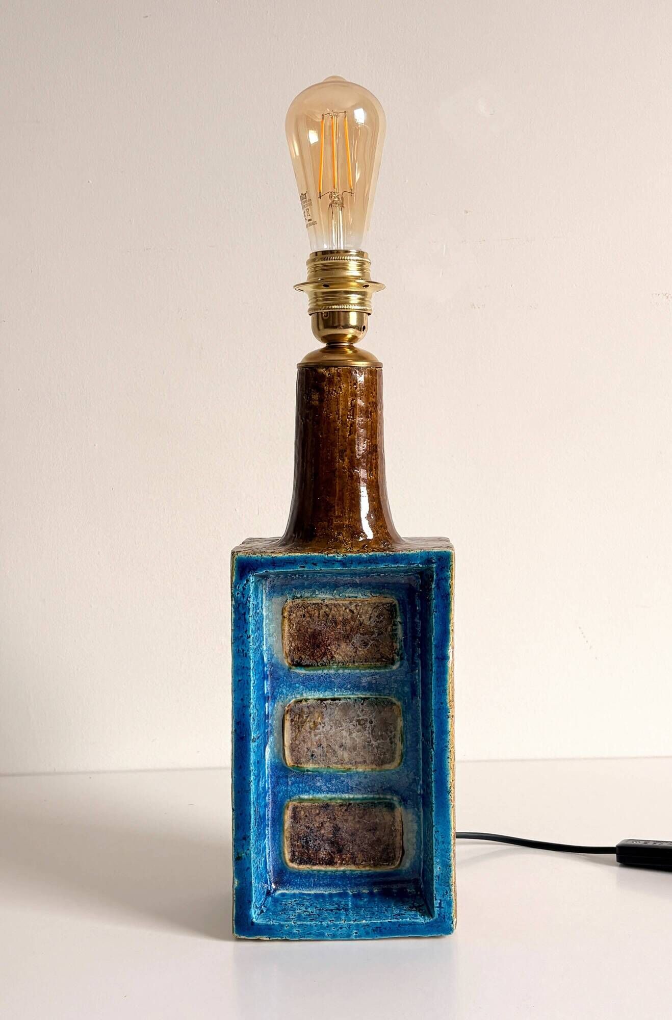 Aldo Londi for Bitossi Chamotte Ceramic Table Lamp, Italy, 1960s