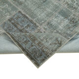 Hand-knotted oriental overdyed 174 cm x 240 cm grey patchwork carpet