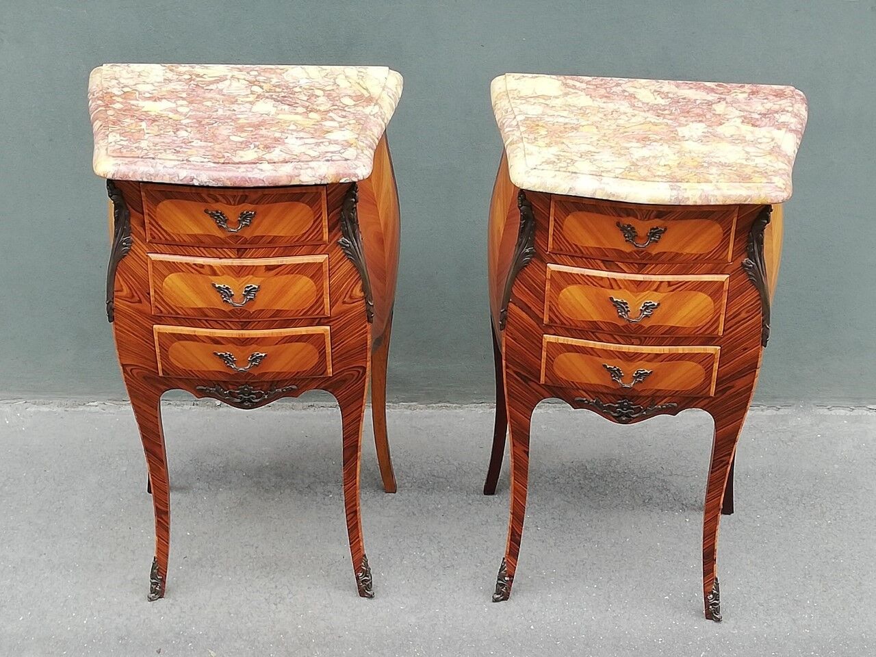 Pair of Louis XV style bedside tables in rosewood