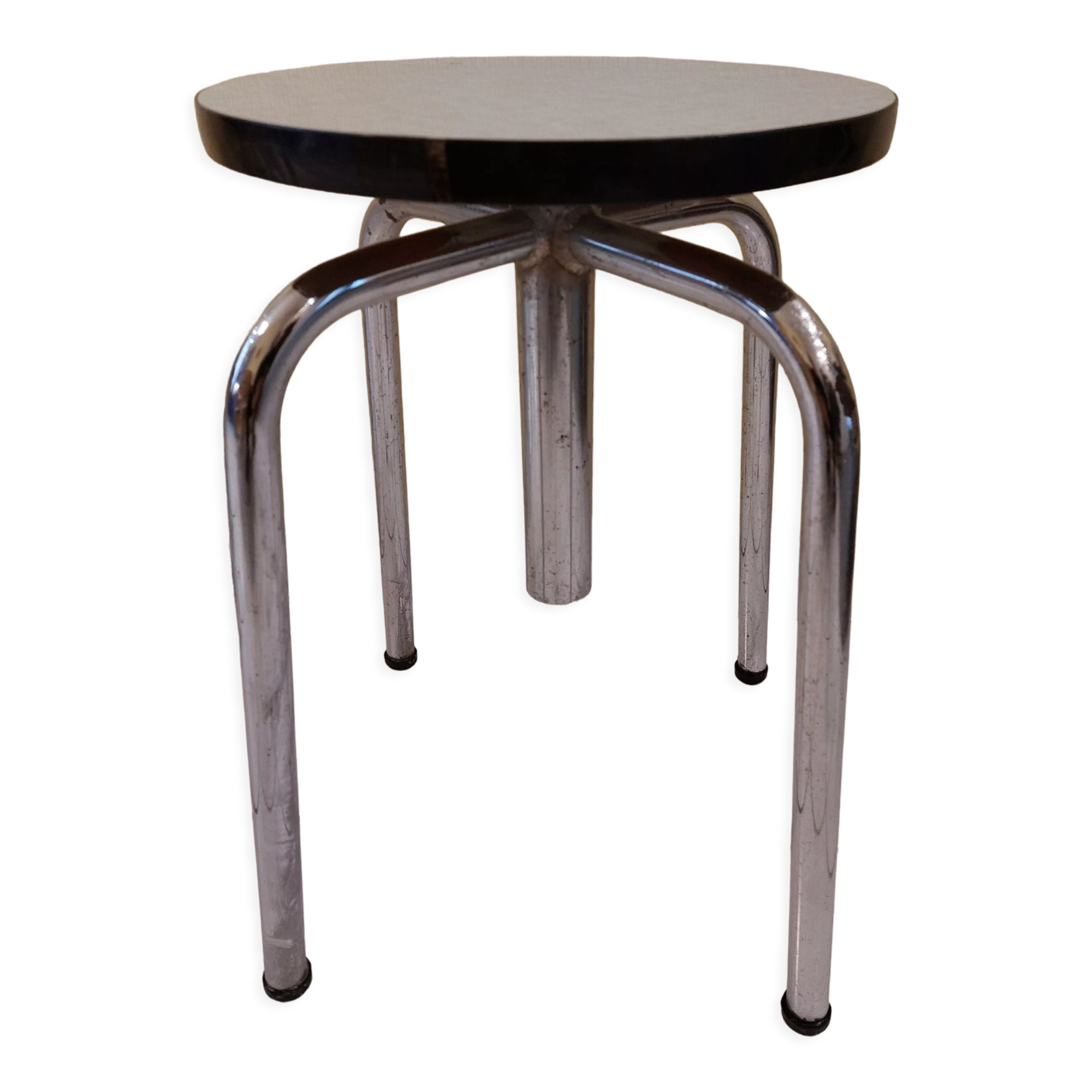 Tubular stool chrome adjustable seat in green formica