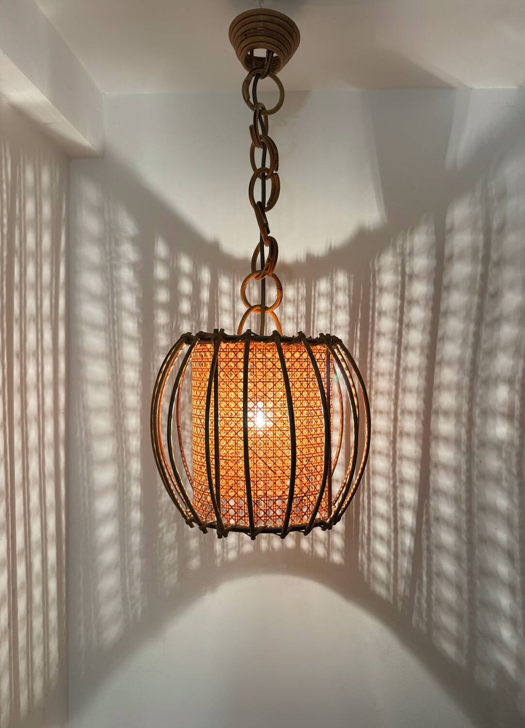 Bamboo rattan suspension from the 1960s.