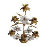 5 metal candles and opaline flower