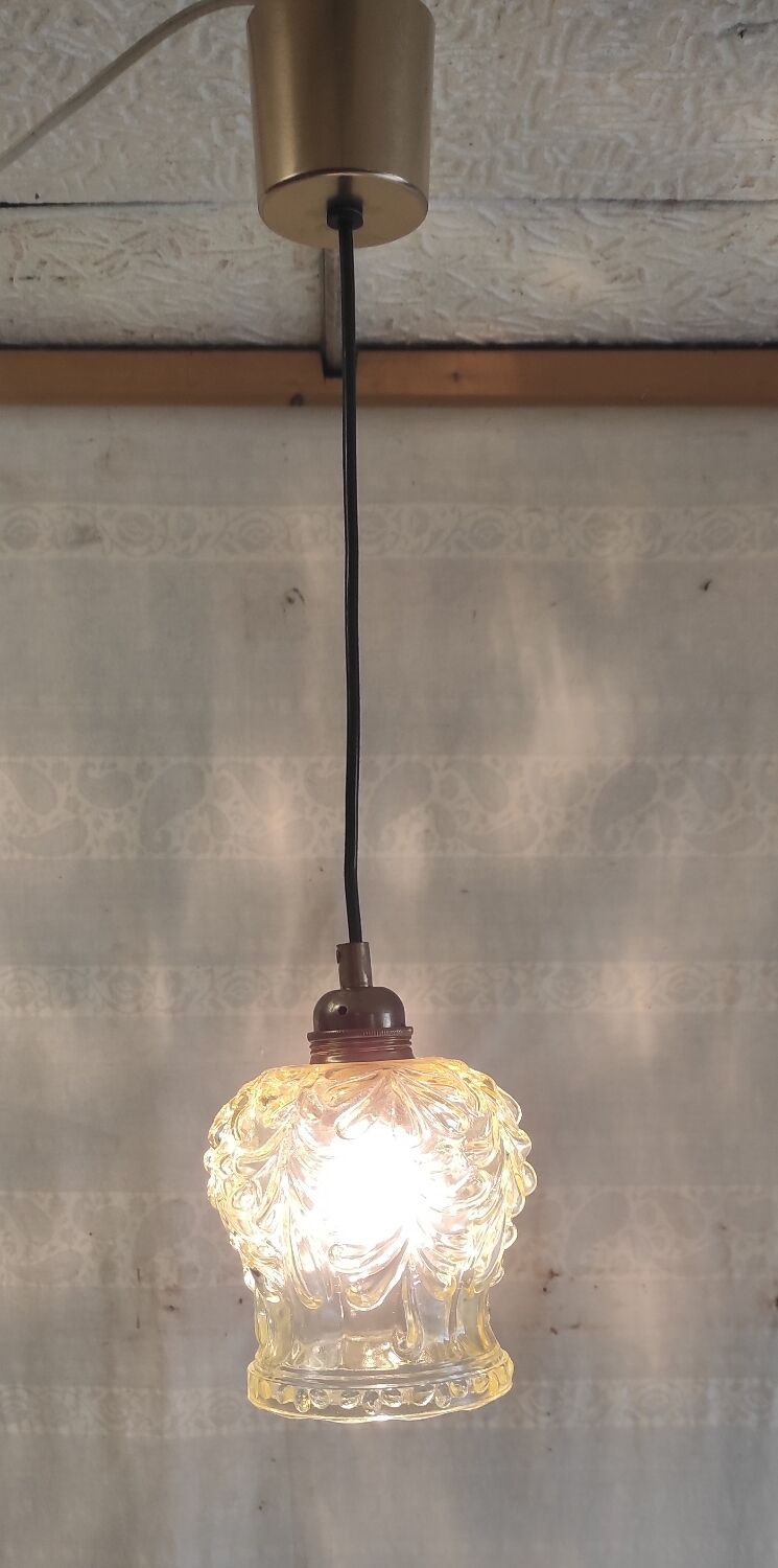 Old portable lamp with a smoked glass globe - mid 20th century.