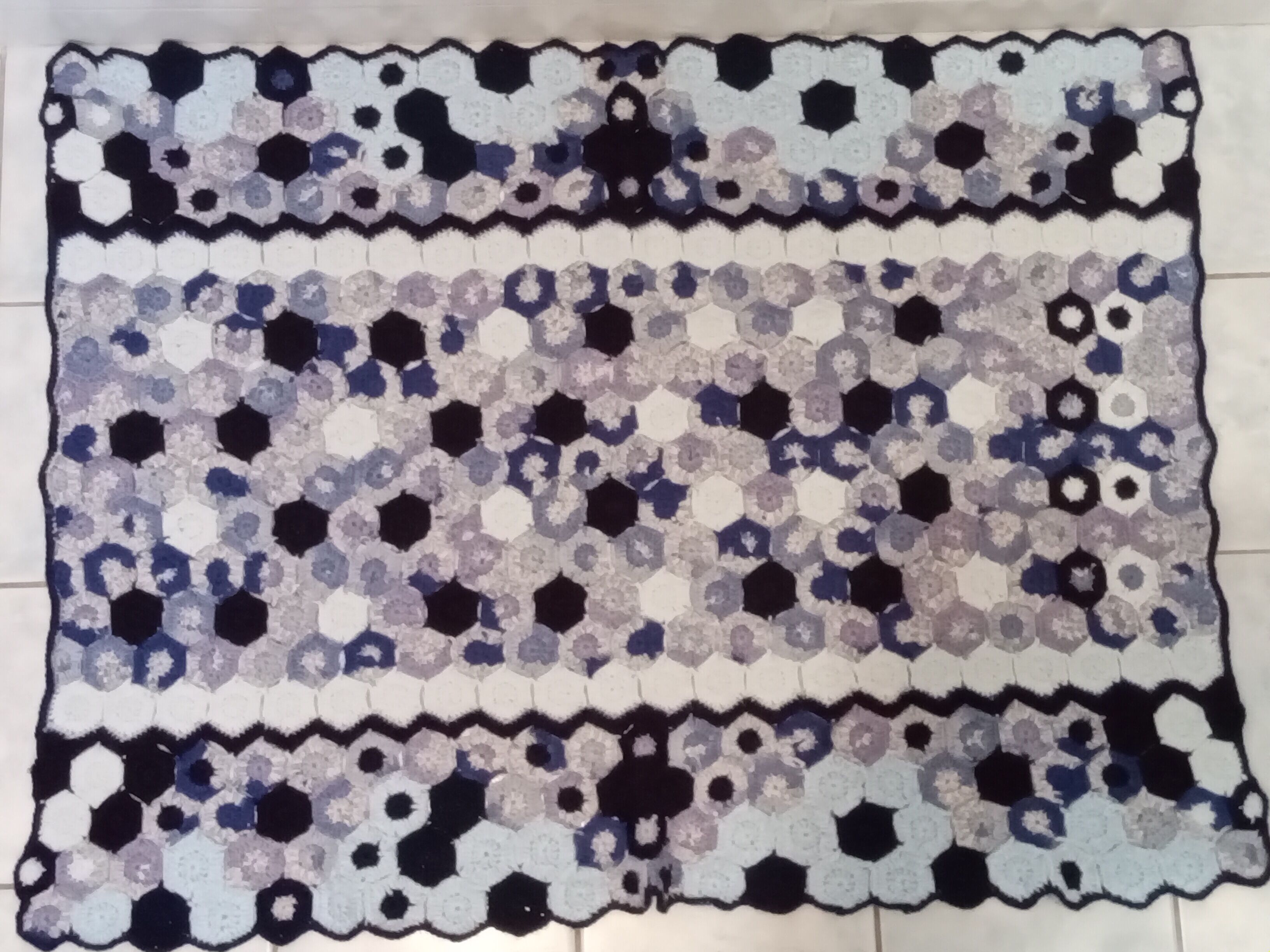 Vintage rugs, patchwork of crocheted patterns, handmade