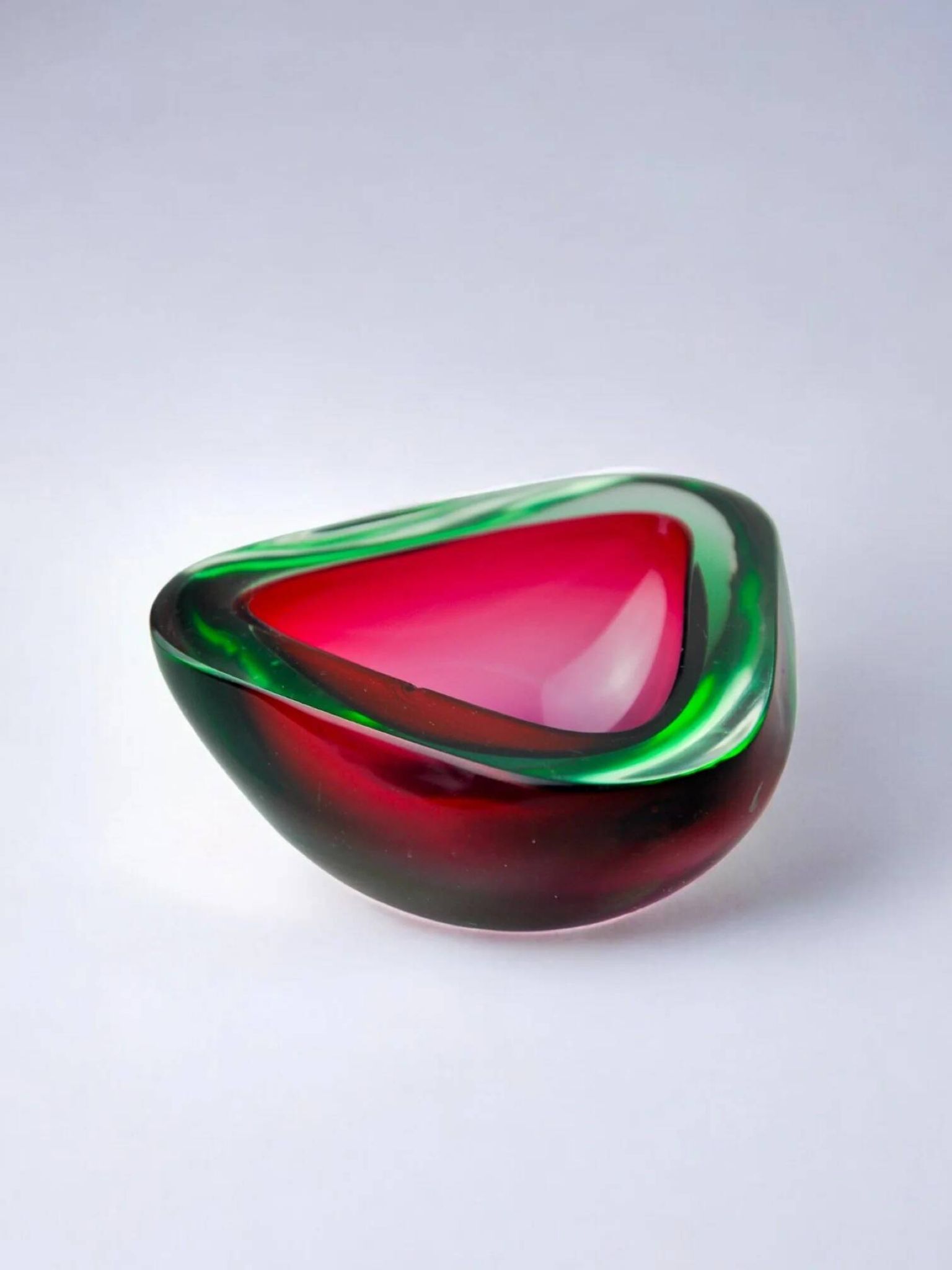 Red and green Sommerso ashtray by Seguso, Murano glass, Italy, 1970s