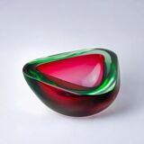 Red and green Sommerso ashtray by Seguso, Murano glass, Italy, 1970s