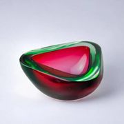 Red and green Sommerso ashtray by Seguso, Murano glass, Italy, 1970s