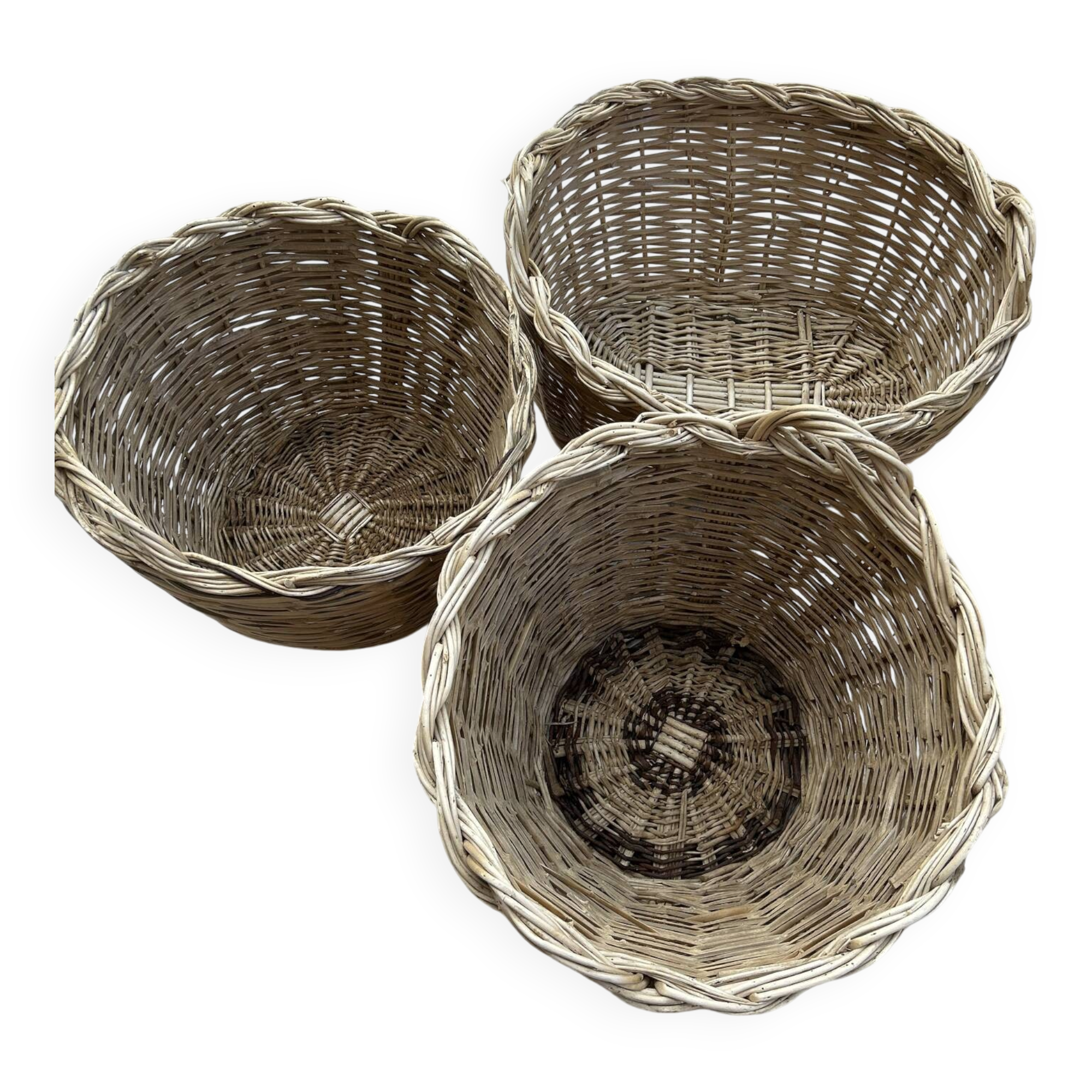 Panier malle rangement vintage osier tressé