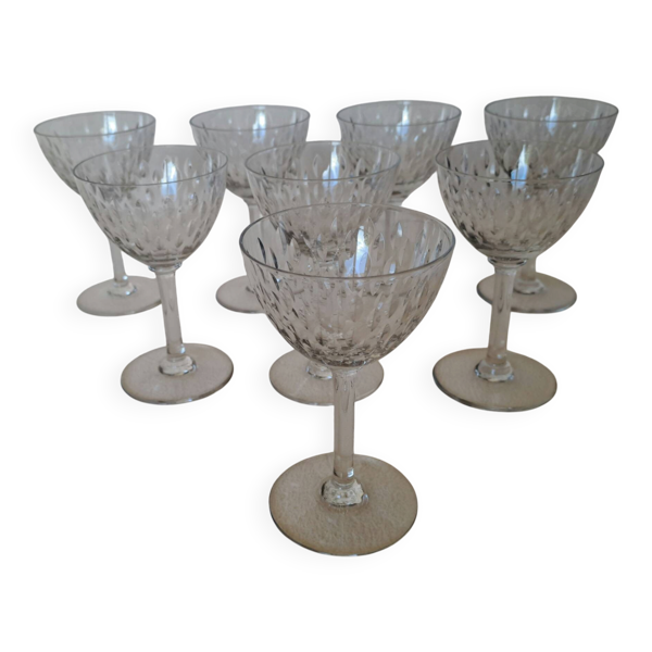 8 verres à vin blanc en cristal de Baccarat modèle Magenta Grain De Ri
