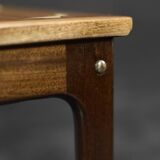 Table Basse Vintage Mid-Century en Acajou, Danemark, avec Motif Peint à la Main par Ole Wanscher