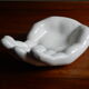 Large empty hand-shaped pocket / Vintage 70s white ceramic