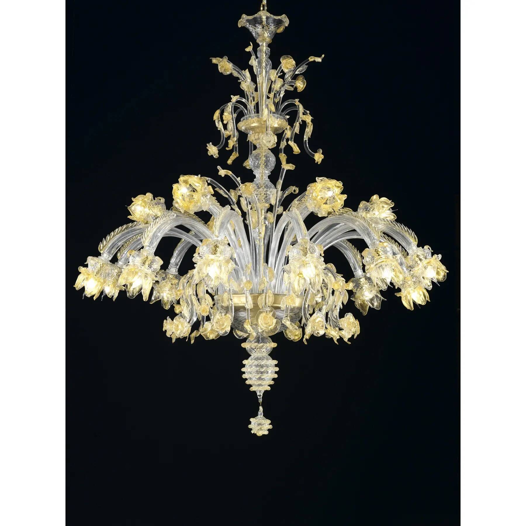 Huge Luxury Italian Chandelier With Flowers and Leaves Murano Glass