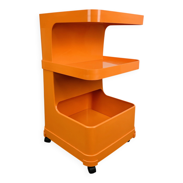 Desserte Flair pour Prisunic en plastique orange, seventies