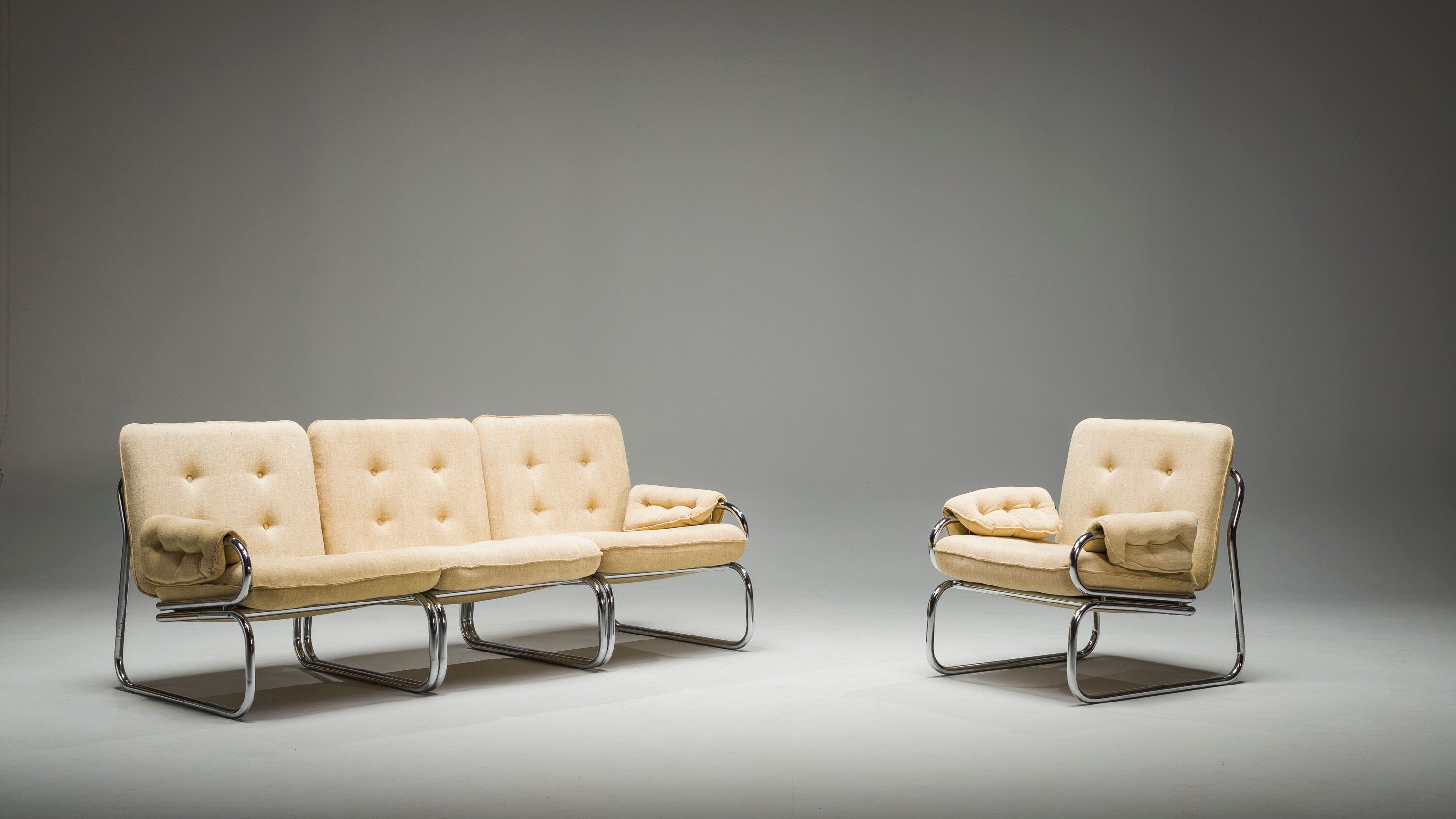 Three-Seater Borkum Sofa and Armchairs by Johan Bertil Häggström for Ikea, 1970s, Set of 2