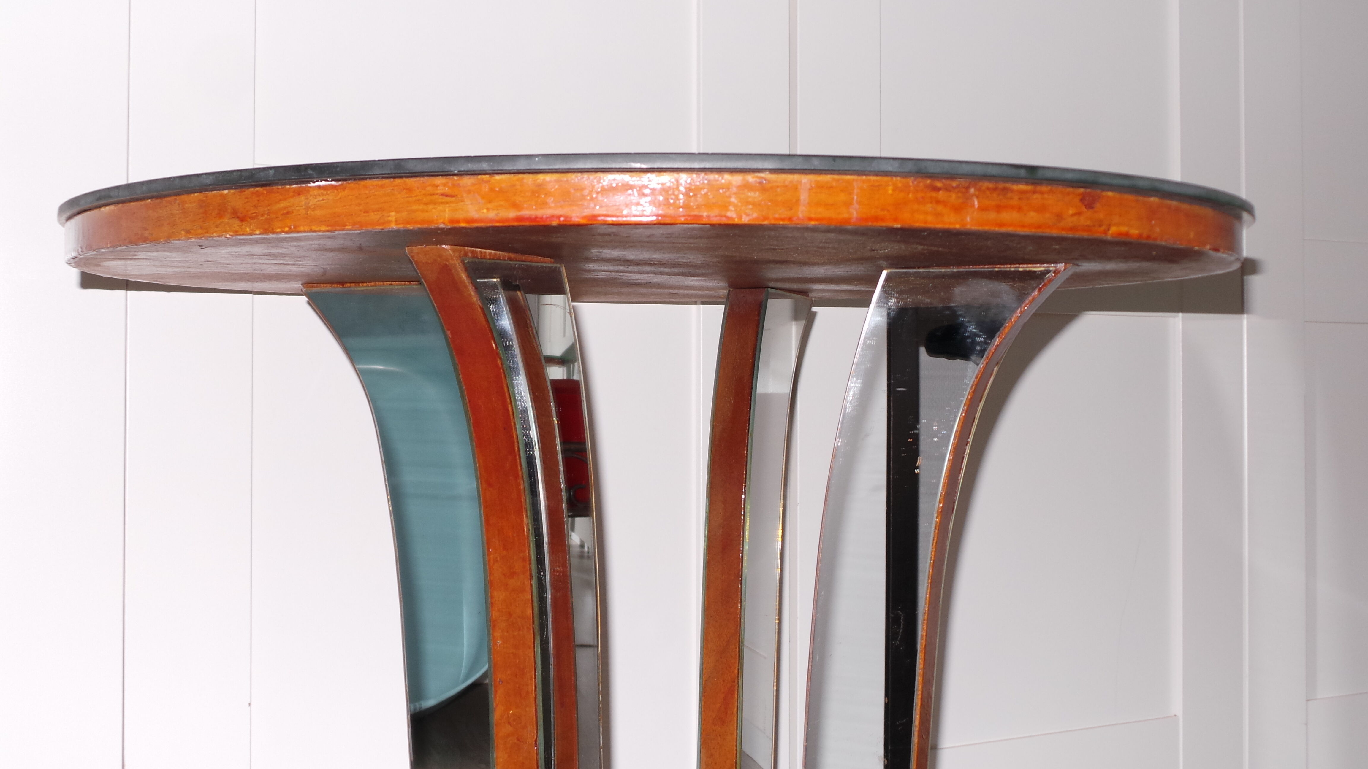 Vintage art deco all-mirror side table, 1940s