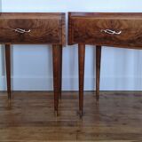 Paire chevets bois placage remarquable années 60
