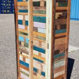Bookcase - cabinet in colored wooden slats