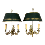 Pair of Empire sconces with gilded bronze swans circa 1880