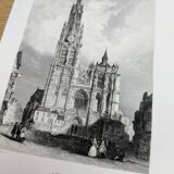 Notre-Dame of Antwerp, old engraving, printed in 1841.