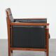 Fauteuil Art Déco en cuir noir et bois