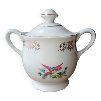 Former KG Lunéville Badonviller sugar bowl. Bird Paradise. Porcelain. France