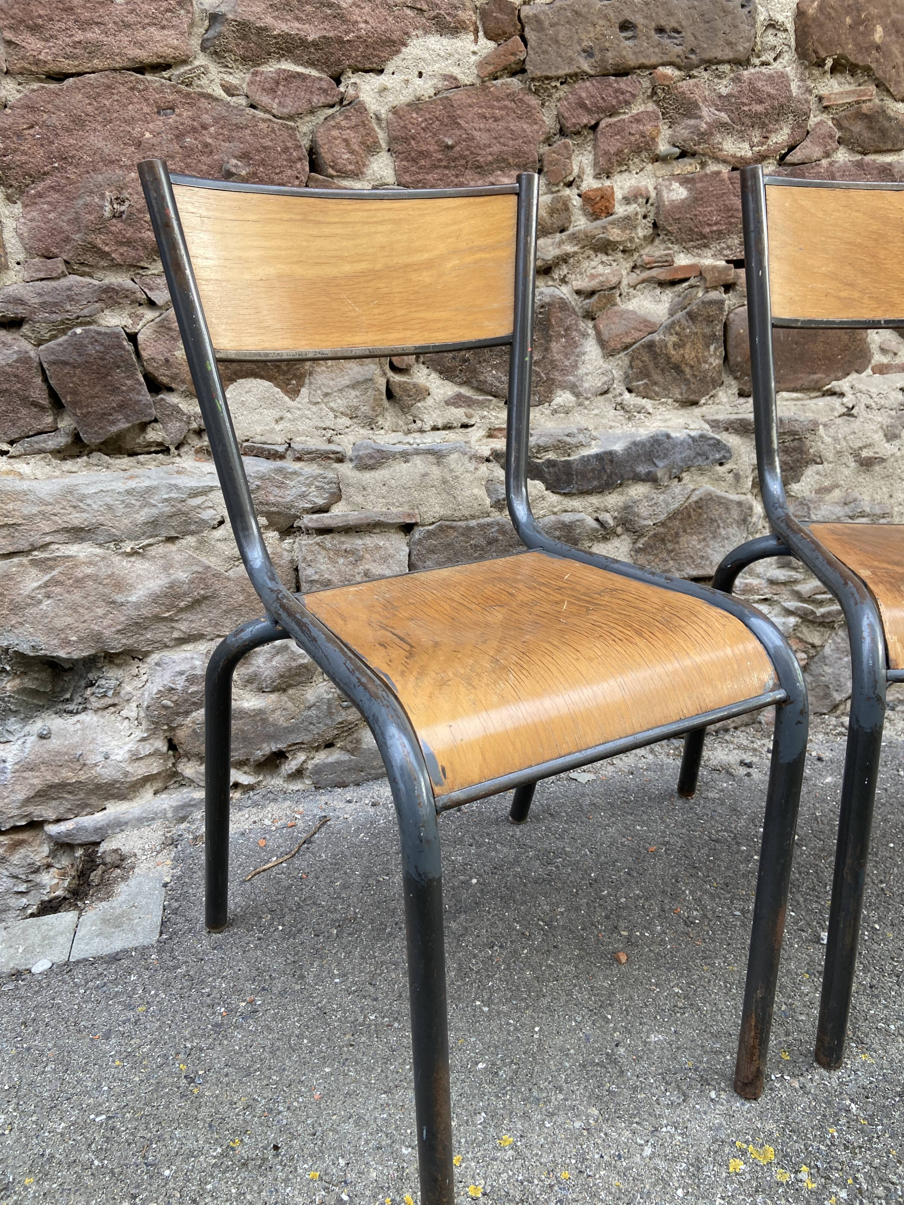 set of 4 industrial school chairs vintage school communities French School chairs Mullca
