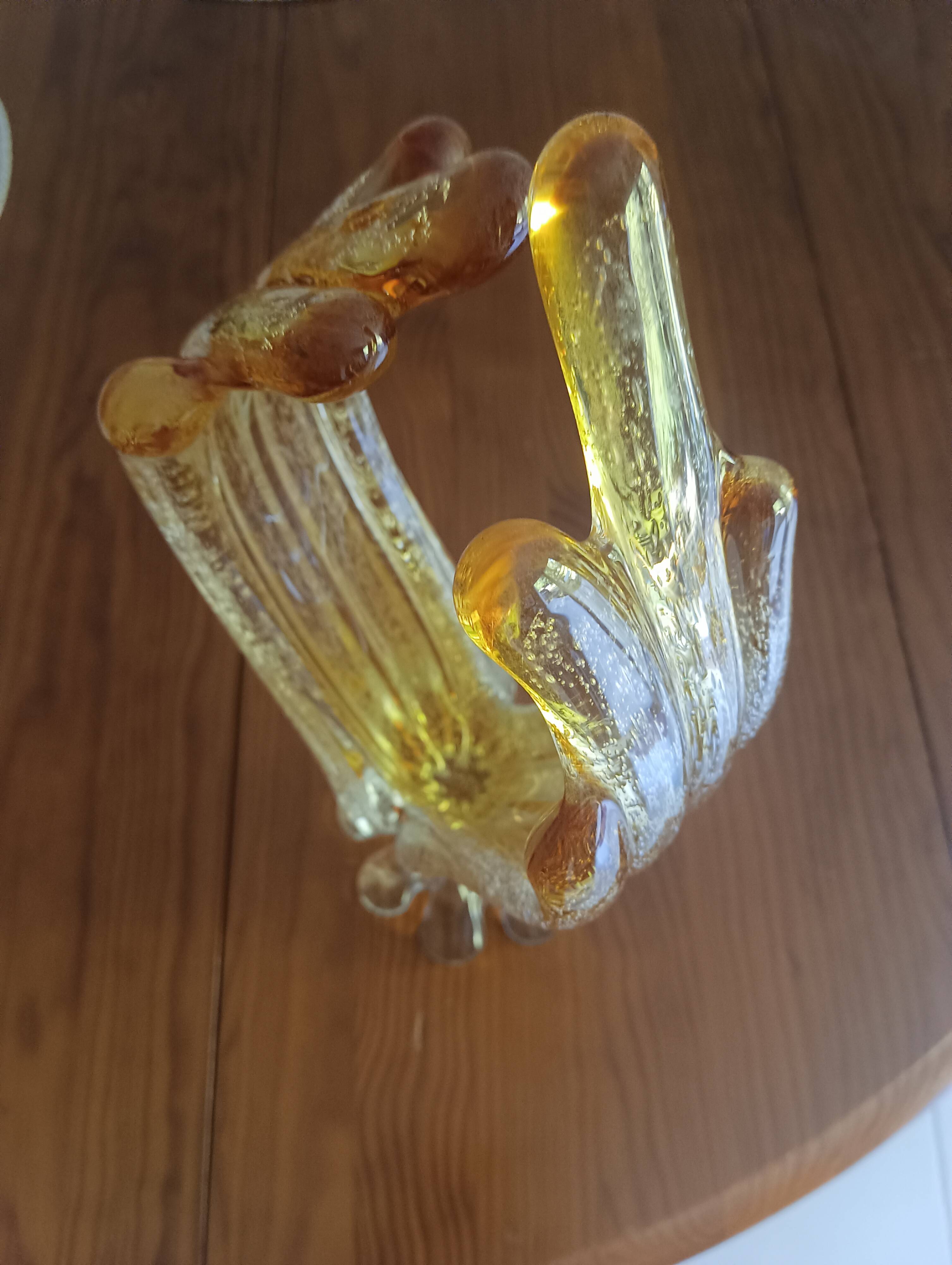 Amber bubble glass sculpture