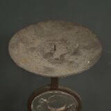 Porte-bougie en fer forgé enchâssement de verre 1950