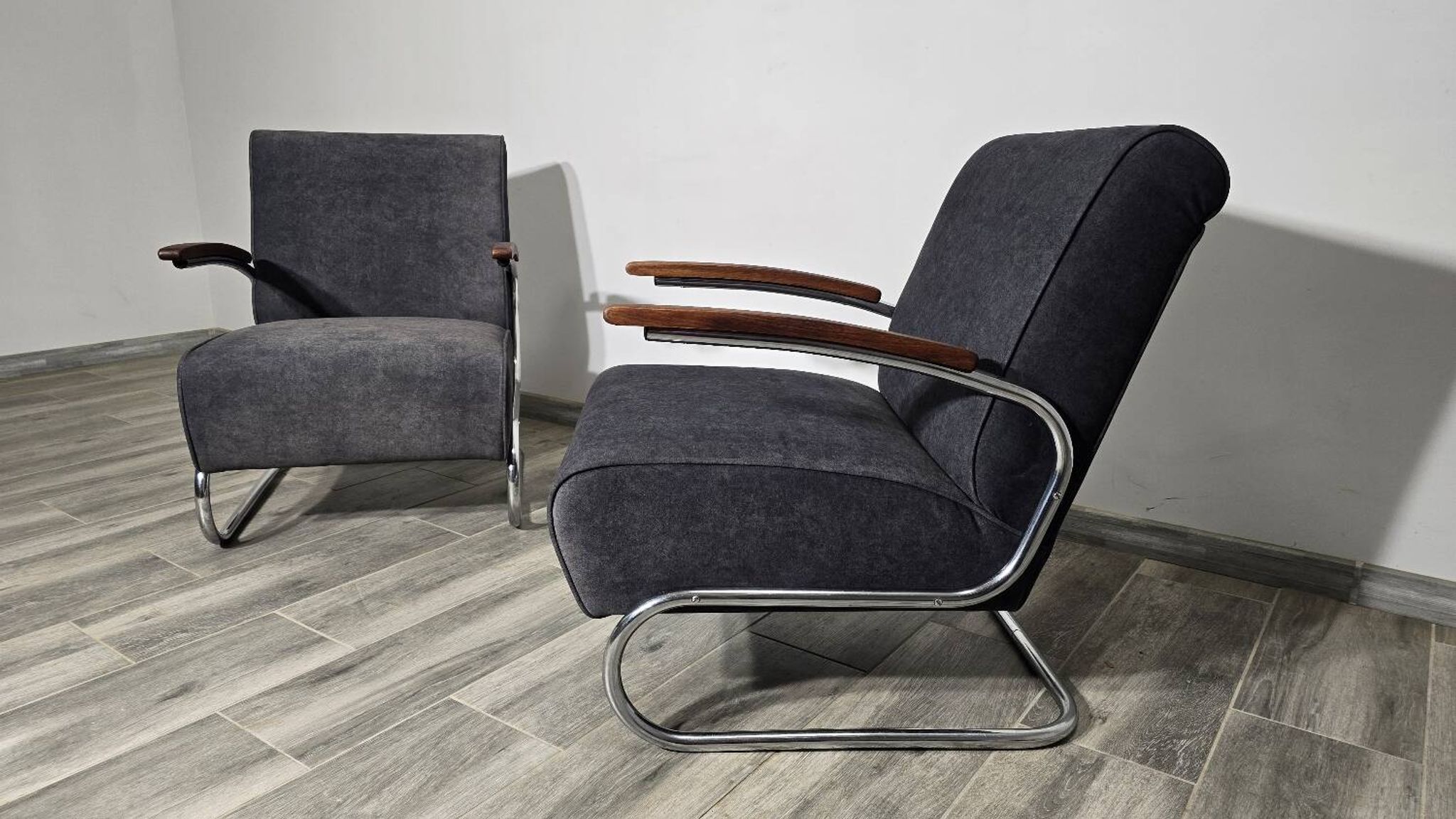 Bauhaus Chrome Armchairs S411 by Willem Hendrik Gispen for Mücke Melder
