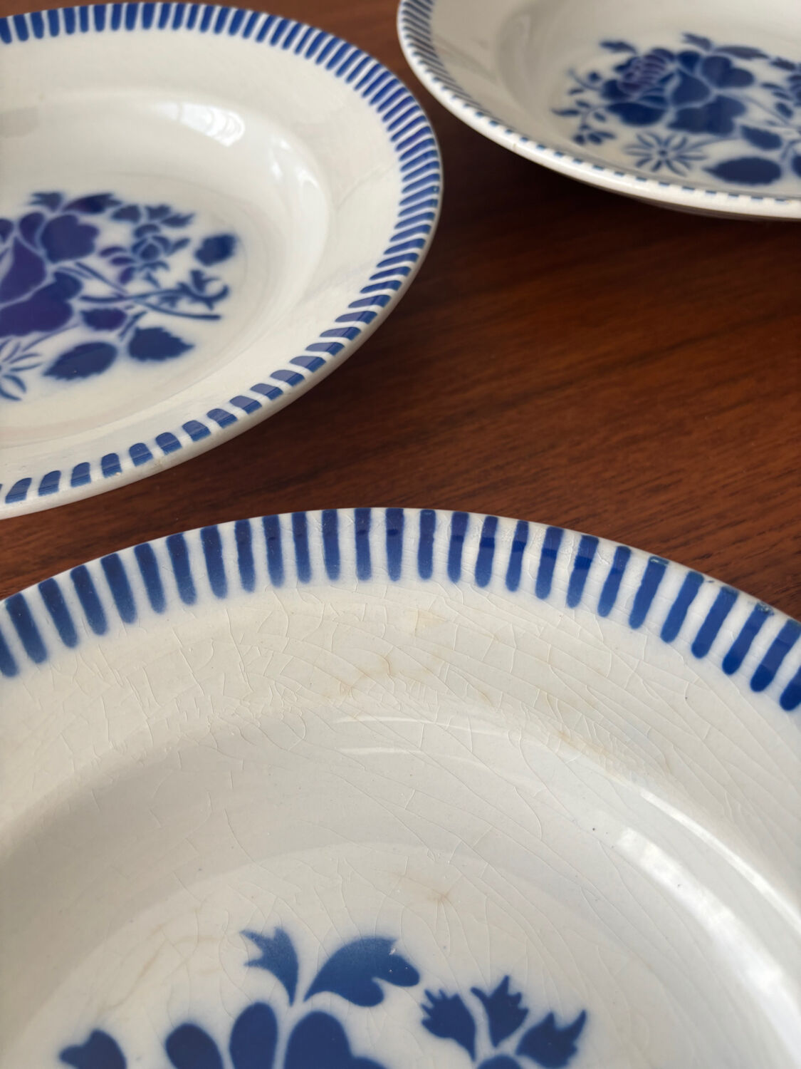 6 assiettes creuses Lunéville modèle Évian – décor floral